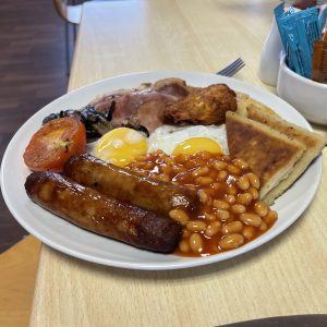 Plated airport diner large breakfast fry up