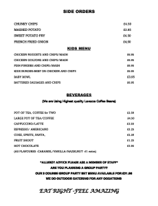Sunday Dessert Menu
