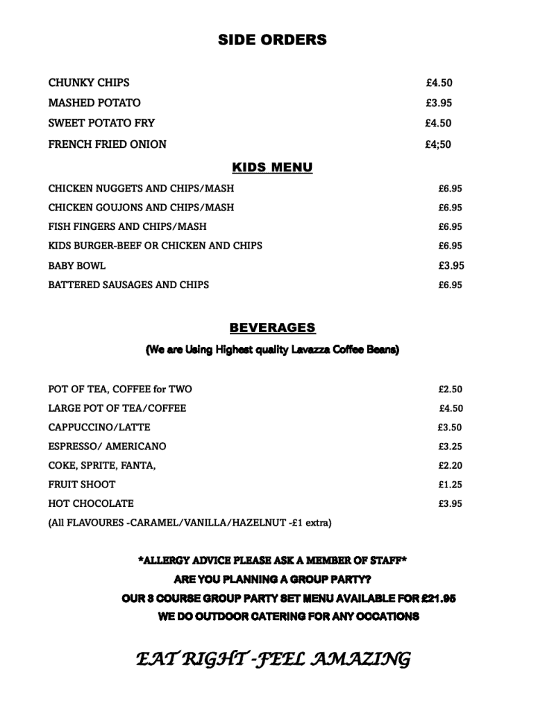 Sunday Dessert Menu