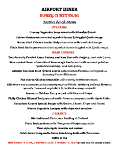 Christmas Menu Airport Diner